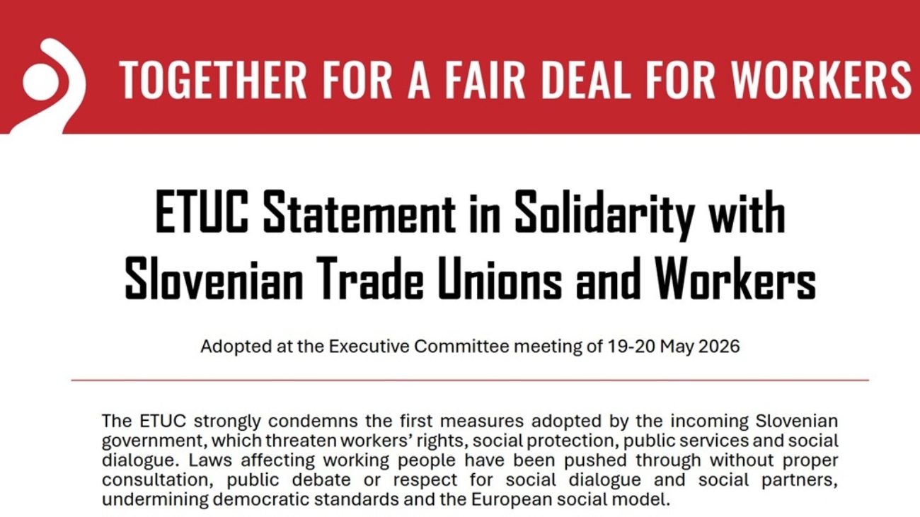 ETUC Statement in Solidarity with Slovenian Trade Unions and Workers